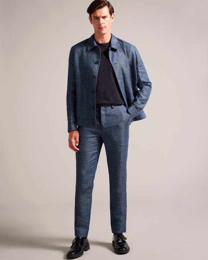 Veste Ted Baker Linen And Wool Bleu Marine Homme | ONF-62951922